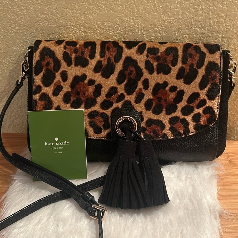 Kate Spade Ocelot Leopard Calf Hair evening clutch/crossbody. HOST PICK